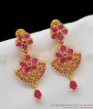 Full Ruby Stone Flower Design Bridal Wear Dangler Collections ER1120