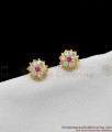 Small And Cute Impon Gold Flower Stud Multi Stone Earring Collection ER1126