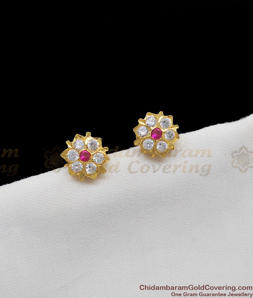 ER5407 CZ White Pink Floral Design Fashion Earrings Peal Drops Fancy  Jewellery Online | JewelSmart.in