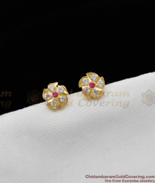Real Impon Gold Flower Earring Stud Type For Womens Buy Online ER1127