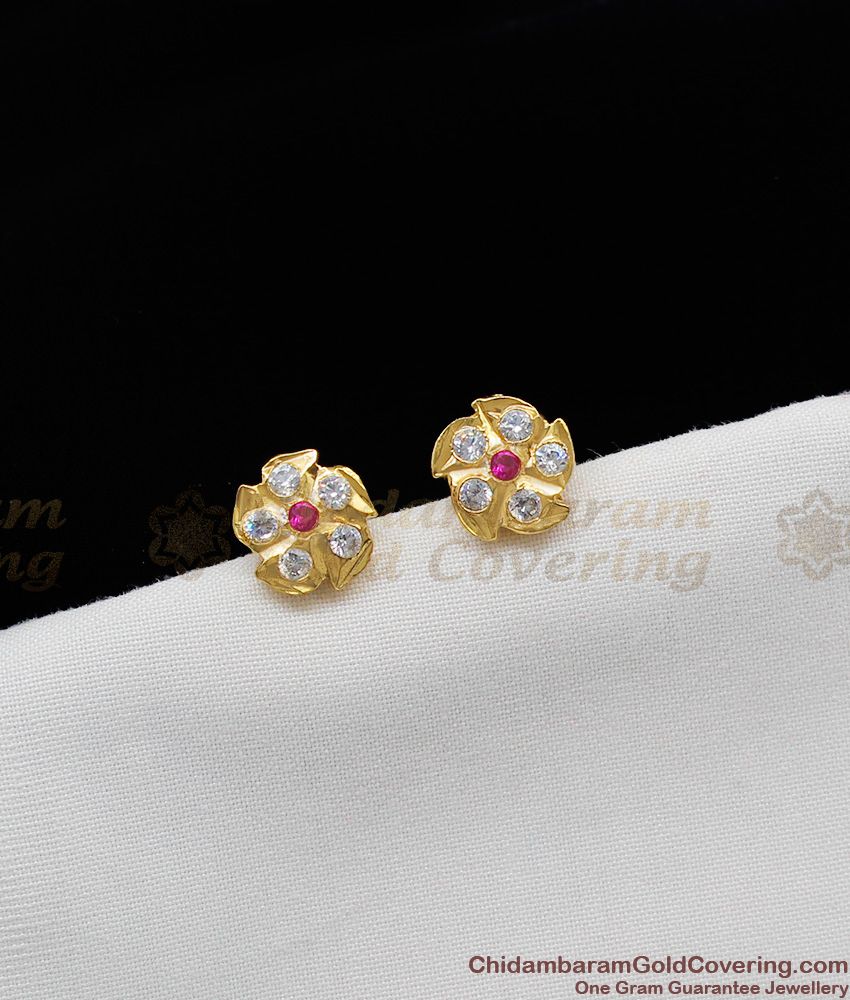 Real Impon Gold Flower Earring Stud Type For Womens Buy Online ER1127