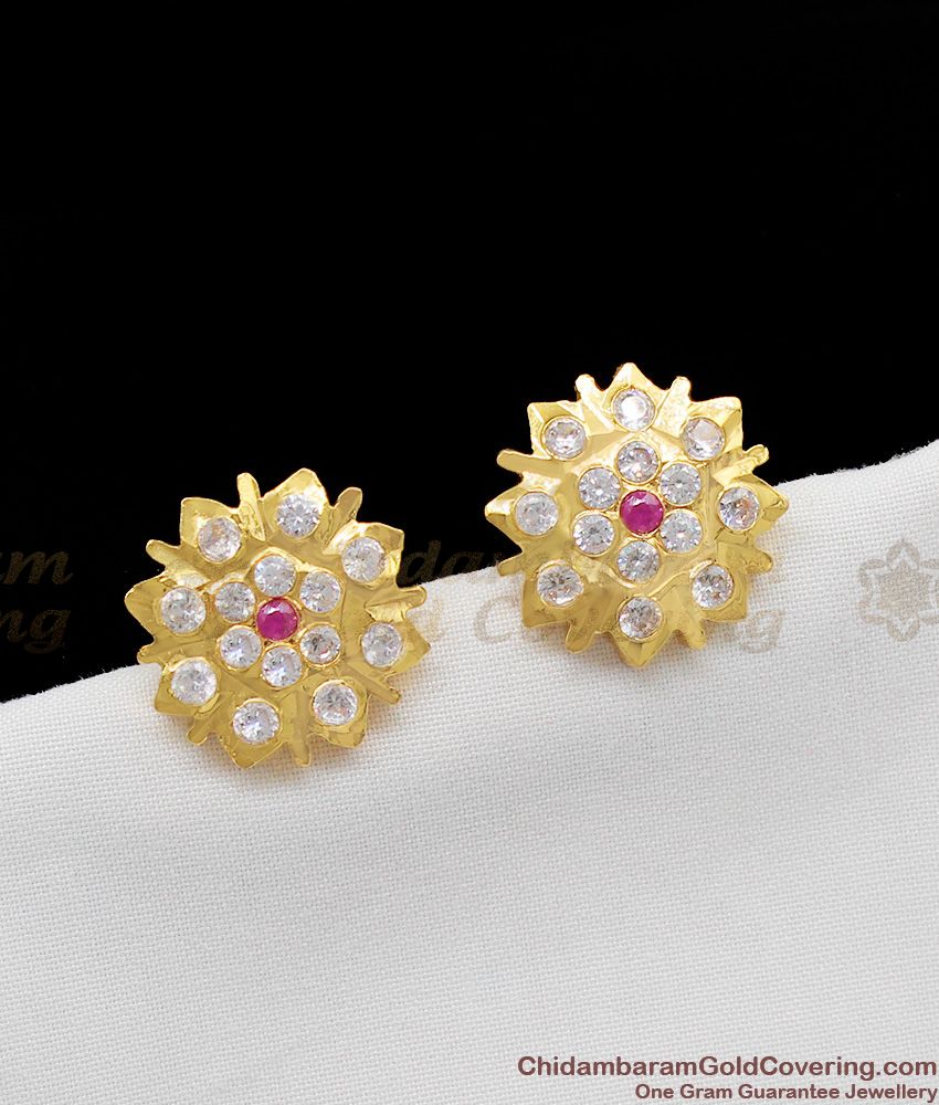 Big Eight Petal Flower Design Impon Gold Stud For Womens Daily Wear ER1130