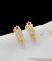 Sparkling Impon Gold Design Earring Multi Color Stone Stud Model ER1139