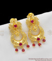 Classical Peacock Pattern Ruby Stone Dangler Model With Red Beads ER1145