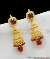 Beautiful Red Crystal Two Layer Gold Aduku Jhumka Red Beads Diwali Design ER1148