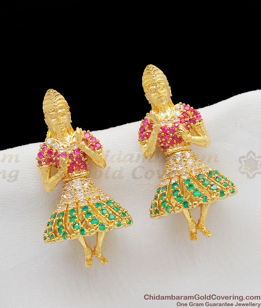 Butta Bomma Telugu Multi Color Stone Dancing Doll Jhumki Filmy Earring ER1153