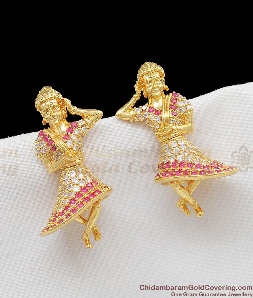 Pooja Hedge Butta Bomma Dancing Doll Gold Multi Stone Filmy Earrings ER1155