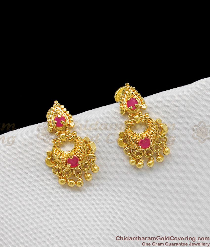 Beautiful Ruby Stone Gold Inspired Dangler Beads Earrings Collection ER1172