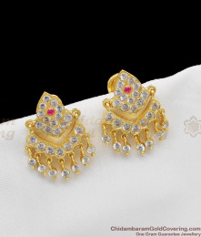 New Arrival Gold Plated Small Impon Danglers Pink And White Stone ER1173 New Arrival Gold Plated Small Impon Danglers Pink And White Stone ER1173