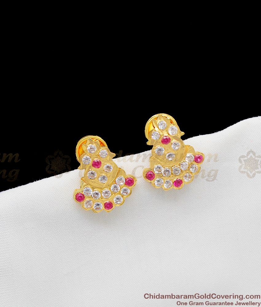 Gopura Impon Gold Multi Color Stone Traditional Studs For Regular Use ER1174