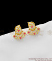 Mango Leaf Design Impon Multi Stone Gold Plated Stud Type Earrings ER1175