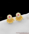 Beautiful Impon Flower AD Ruby Stone Gold Inspired Studs For Womens ER1176
