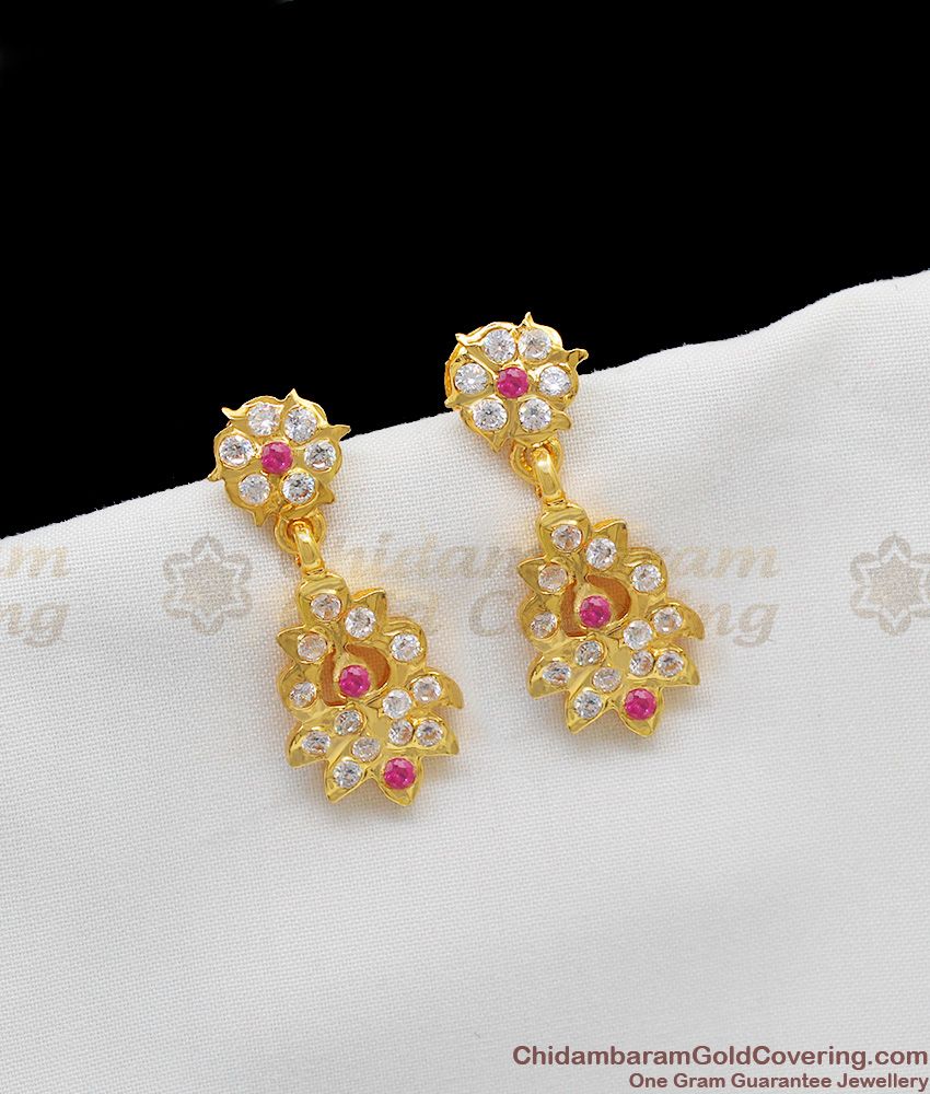 Trendy Gold Impon Multi Color Stone Danglers Collection Online Shopping ER1177