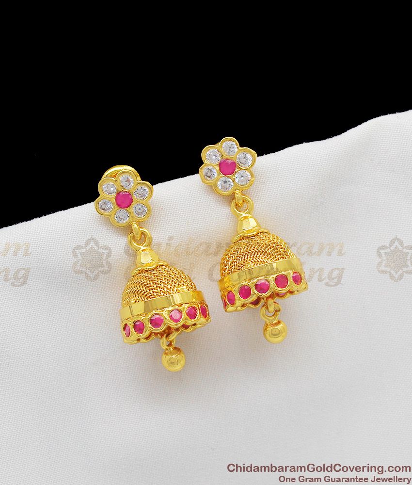 Trendy Impon Multi Color Stone Gold Jhumka Collection For Marriage ER1179