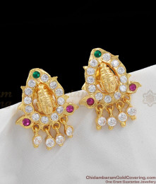 Gold Lakshmi Design Multi Color Impon Pattern Studs For Ladies ER1182