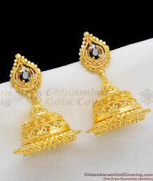 Elegant Black Stone Gold Plated Jhumki Party Wear Collection Online ER1189