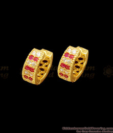 Classic Red And White Stone Gold Studs For Regular Use Ring Hoop Type ER1192 Classic Red And White Stone Gold Studs For Regular Use Ring Hoop Type ER1192