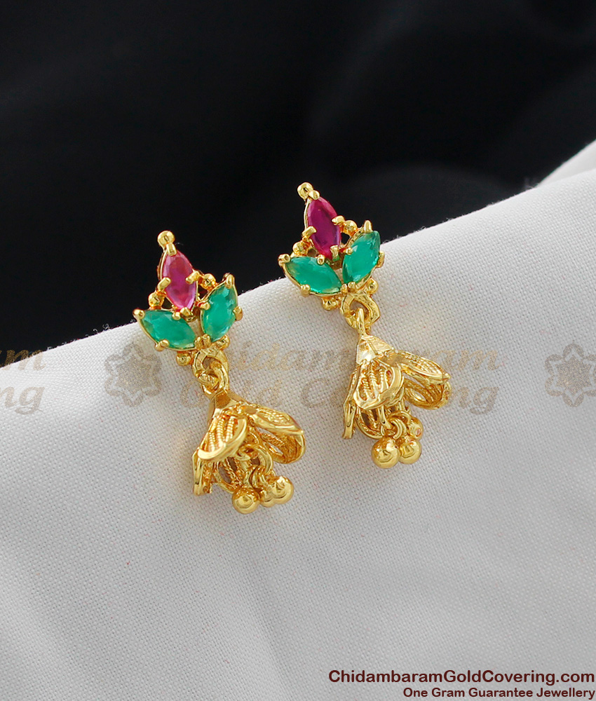 ER120 - Peacock Jhumiki Cubic Zircon Stone Party Wear Design Imitation Ear Ring