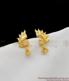 Real Gold Peacock Design Studs With Beads For College And Office Use ER1200 Real Gold Peacock Design Studs With Beads For College And Office Use ER1200