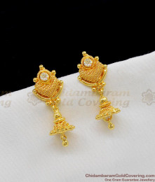 White AD Sizzling Stone Pure Gold Earrings Dangler Design For Ladies ER1205 White AD Sizzling Stone Pure Gold Earrings Dangler Design For Ladies ER1205