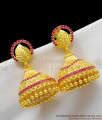 Bridal Jewelry Grand Ruby Stone Forming Gold Jhumka Leaf Design Collection ER1208