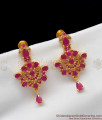 Trendy Full Ruby Stone Real Gold Stud Party Wear Ornament For Ladies ER1214