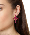 Trendy Full Ruby Stone Real Gold Stud Party Wear Ornament For Ladies ER1214