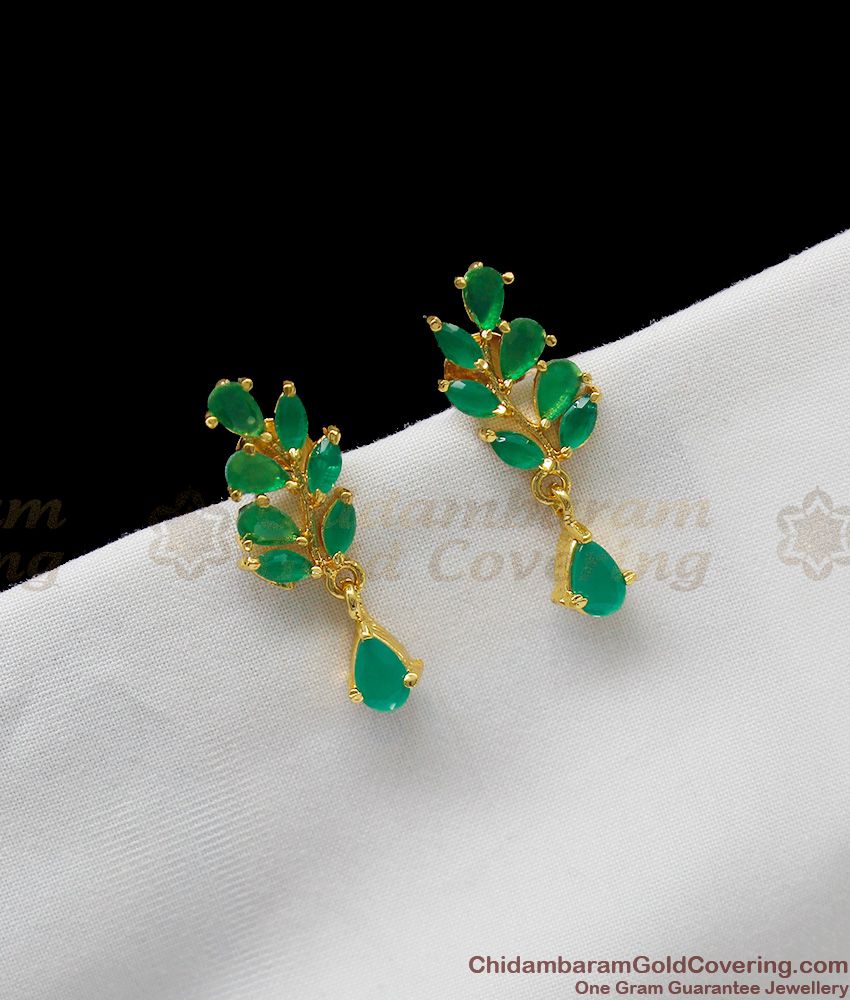 Semi Precious Green Emerald Earth Lover Earrings For Daily Use ER1215