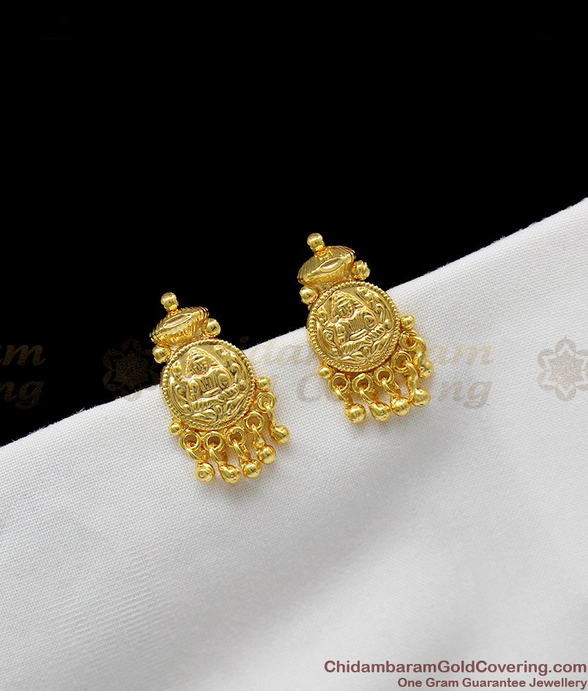 Temple Laxmi Design Earring Set With Golden Pearls.