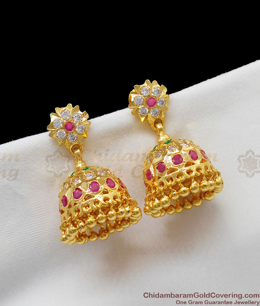 Grand Umbrella Design Gold Plated Impon Jhumka Ornament Bridal Jewelry ER1223