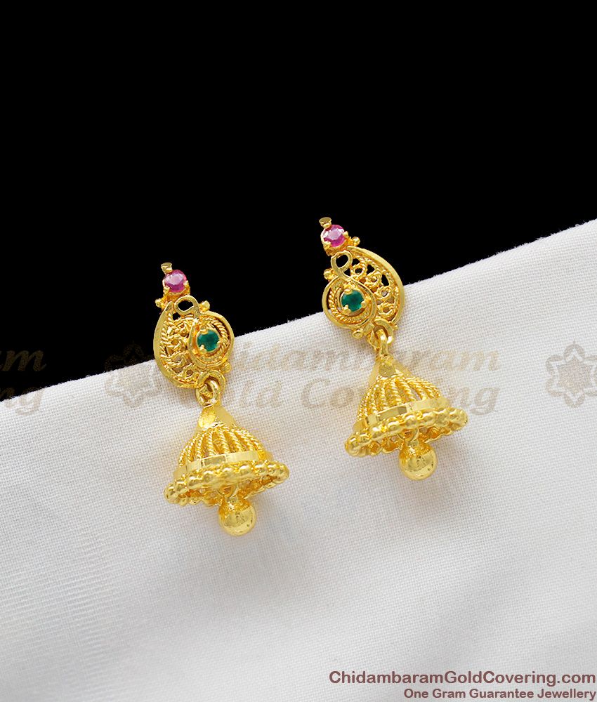 Trendy Model Ruby Stone Gold Inspired Jhumki Kammal For Ladies ER1231