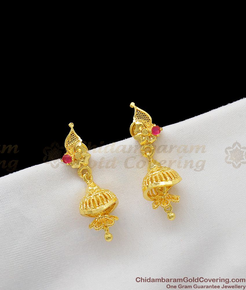 Trendy Model Ruby Stone Gold Inspired Jhumki Kammal For Ladies ER1237