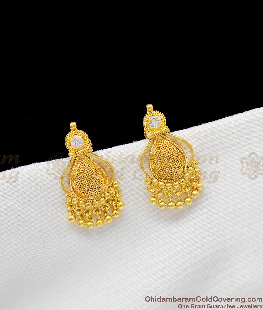 Small Trendy Kerala Design Earrings Gold Stud Collections For Office College Wear ER1239