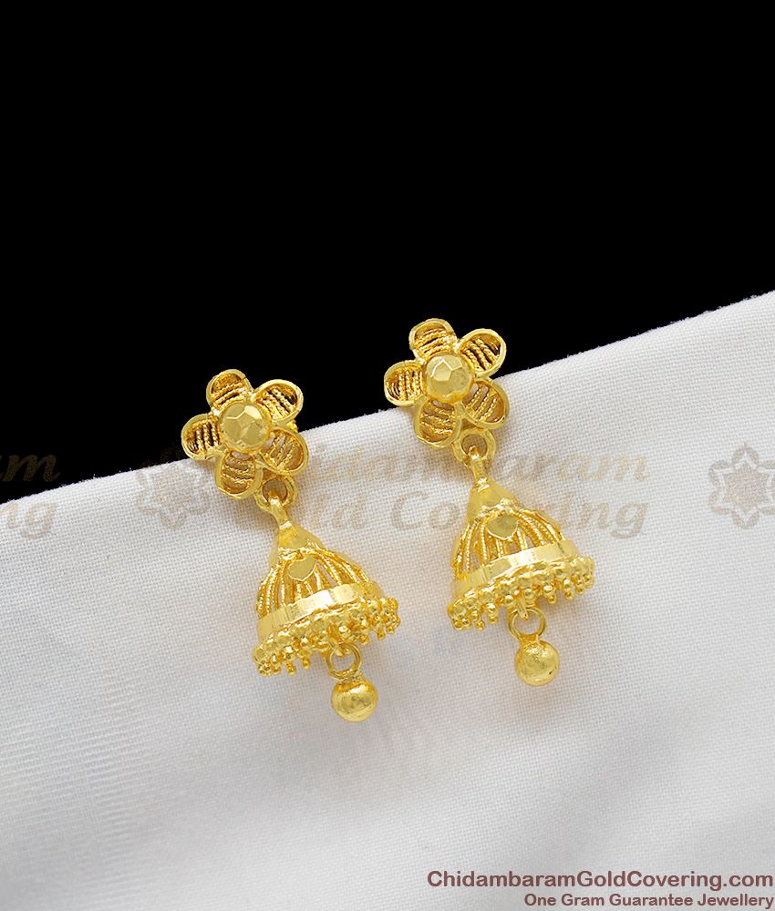 Beautiful Gold Tone Thodu Flower Design Jhumki Earrings Buy Online ER1241