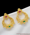 Fancy Ruby Green Stone Gold Plated Dangler Type Earrings Bridal Design ER1244