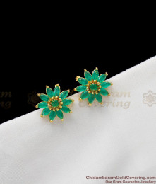 Fashion Designer Collections Green Stone Flower Model Studs For Party Wear ER1246 Fashion Designer Collections Green Stone Flower Model Studs For Party Wear ER1246