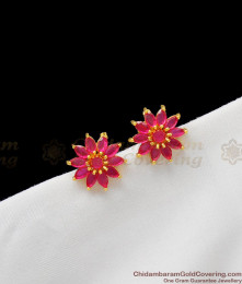 Full Ruby Stone Attractive Gold Plated Studs For Ladies Party Wear Ornament ER1248 Full Ruby Stone Attractive Gold Plated Studs For Ladies Party Wear Ornament ER1248