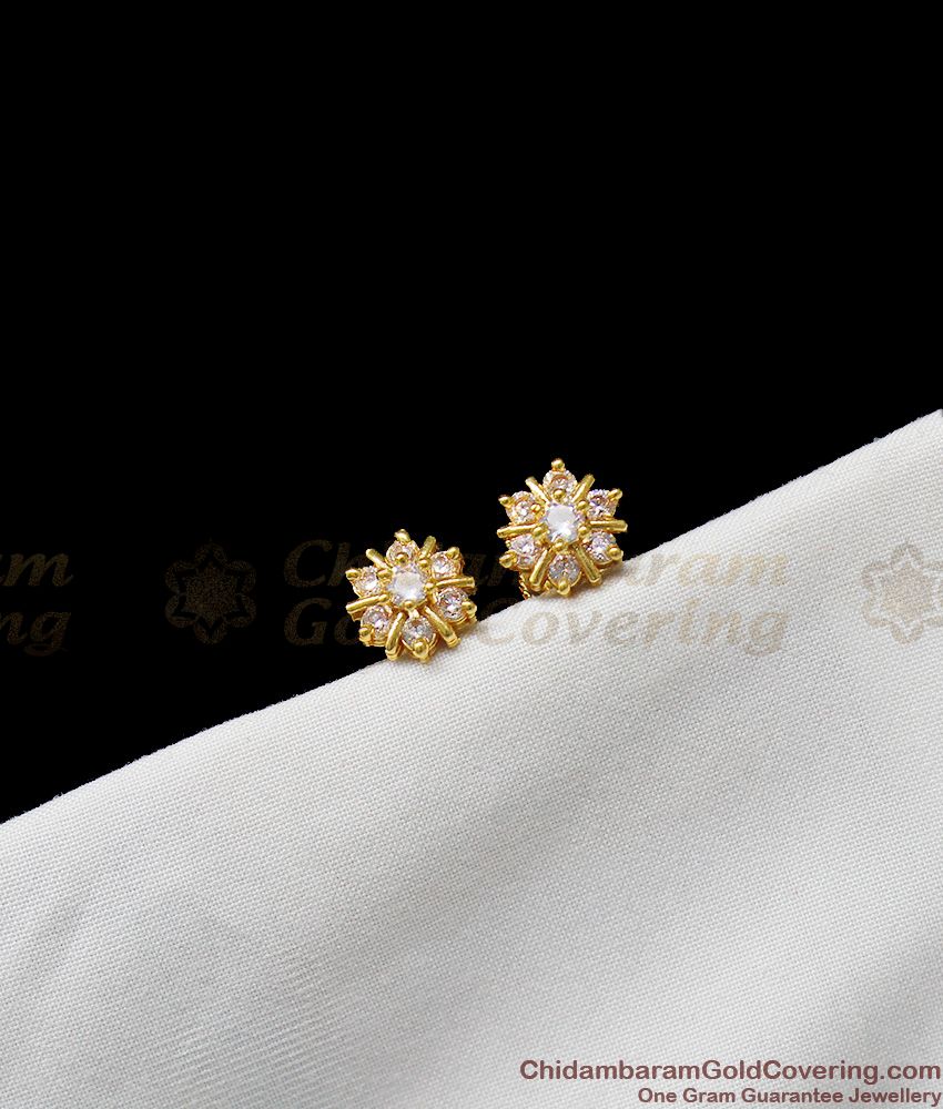 Artificial First Quality Gold Studs With White AD Stone Daily Wear Jewelry ER1250