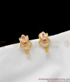 Real Gold Impon Five Metal Little Stone Studs For Girls Regular Wear ER1259