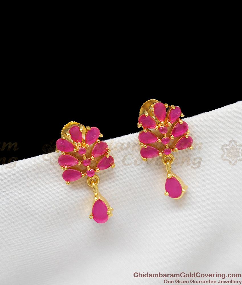 Semi Precious Ruby Stone Earth Lover Studs For Daily Use ER1262