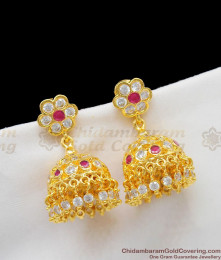 Heavy umbrella Design Multi Color Stone Impon Jhumka Earrings Collection ER1274 Heavy umbrella Design Multi Color Stone Impon Jhumka Earrings Collection ER1274