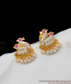 Beautiful Swan Design Multi Color Stone Impon Gold Studs Daily Wear ER1283
