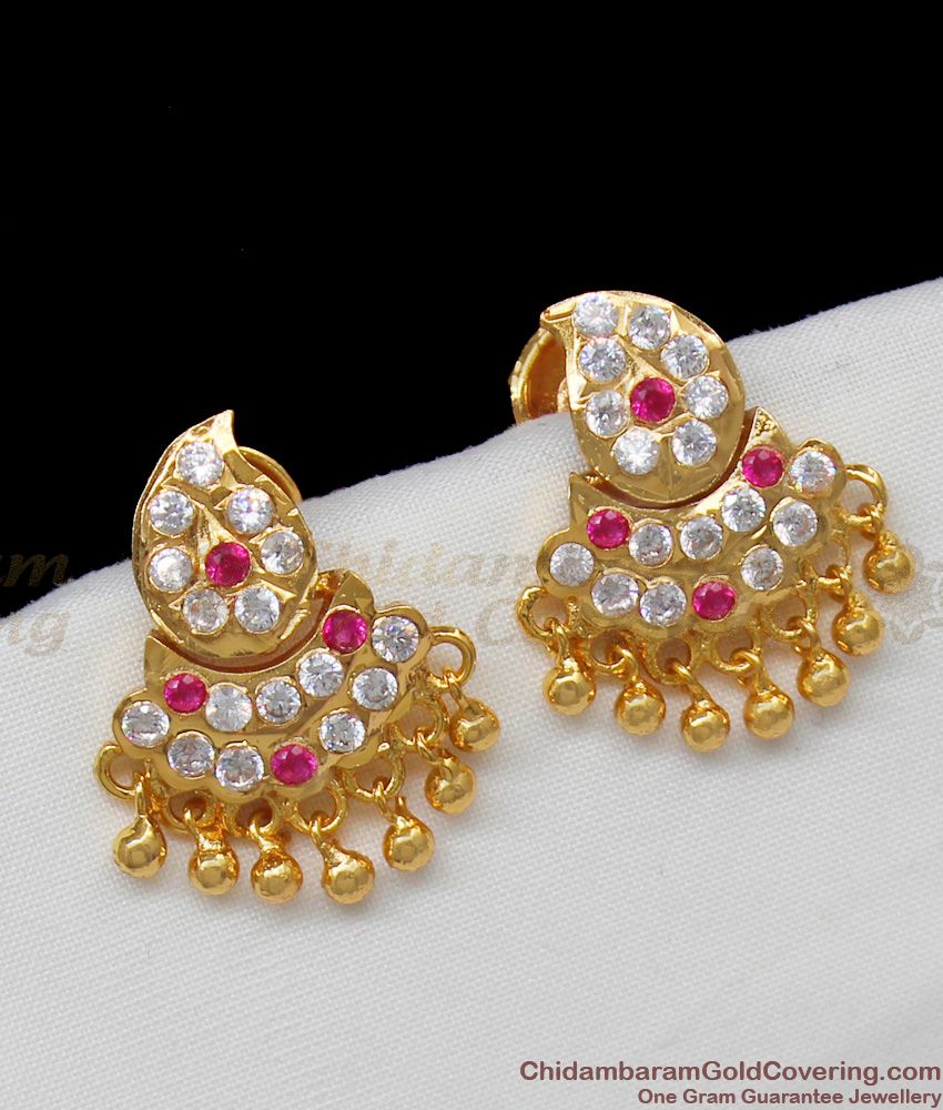 Traditional Mango Design Impon Multi Stone Studs Five Metal Jewelry ER1286