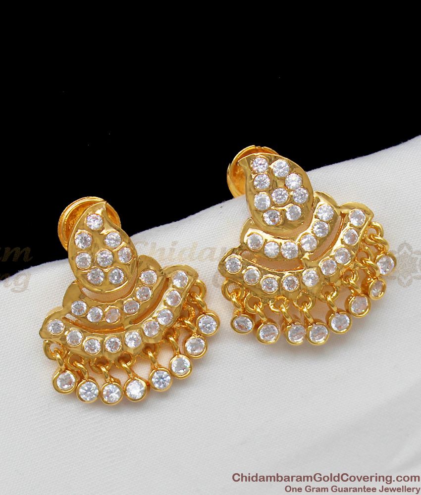 Full White Stone Mango Design Five Metal Jewelry Studs For Womens ER1287