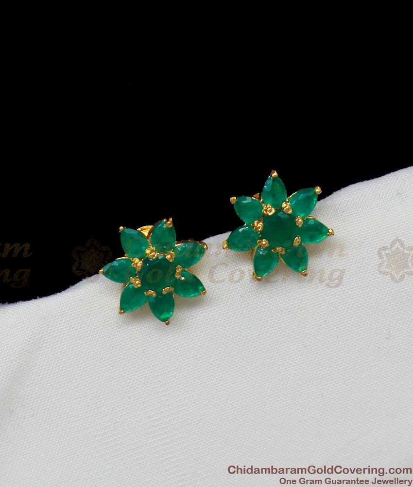 Fashion Designer Collections Green Stone Star Design Studs For Fancy Wear ER1293