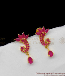 Beautiful Peacock Design Full ruby Stone Earth Lover Earrings Daily Use Studs ER1299 Beautiful Peacock Design Full ruby Stone Earth Lover Earrings Daily Use Studs ER1299