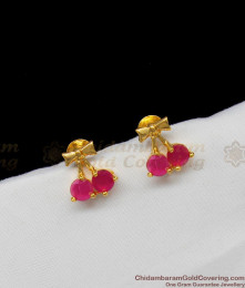 Semi Precious Gold Plated Trendy Studs With Ruby Stone For Daily Wear ER1302 Semi Precious Gold Plated Trendy Studs With Ruby Stone For Daily Wear ER1302