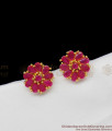 Super Precious Ruby Stone Gold Studs Flower Design Online Jewelry Store ER1307