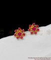 Sizzling Ruby Stone Attractive Gold Plated Studs For Ladies Party Wear Ornament ER1308