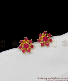 Sizzling Ruby Stone Attractive Gold Plated Studs For Ladies Party Wear Ornament ER1308 Sizzling Ruby Stone Attractive Gold Plated Studs For Ladies Party Wear Ornament ER1308